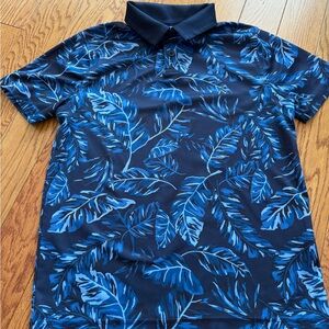 Boys Under Armour Blue Leaf Print Polo Shirt